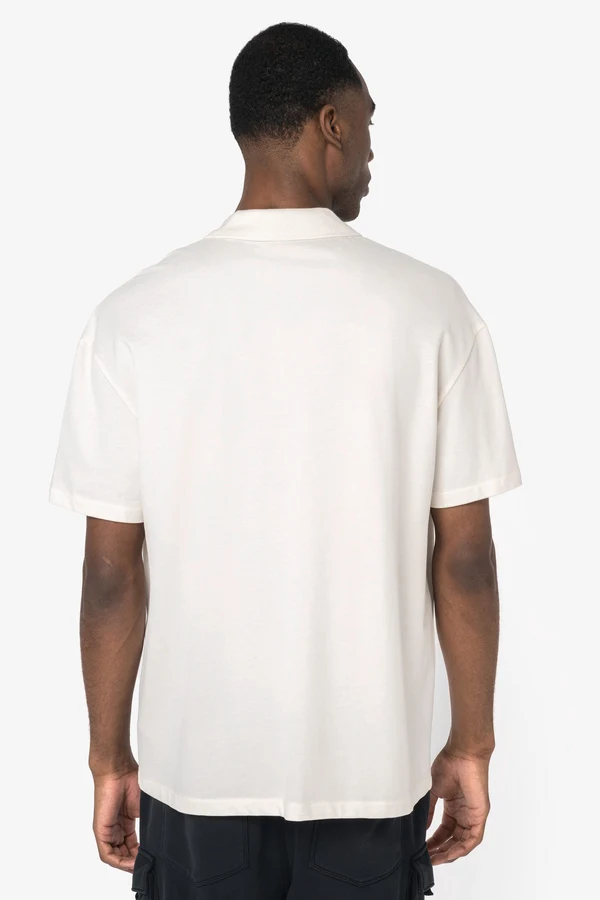 Eco-friendly men's dropped shoulders piqué knit polo shirt