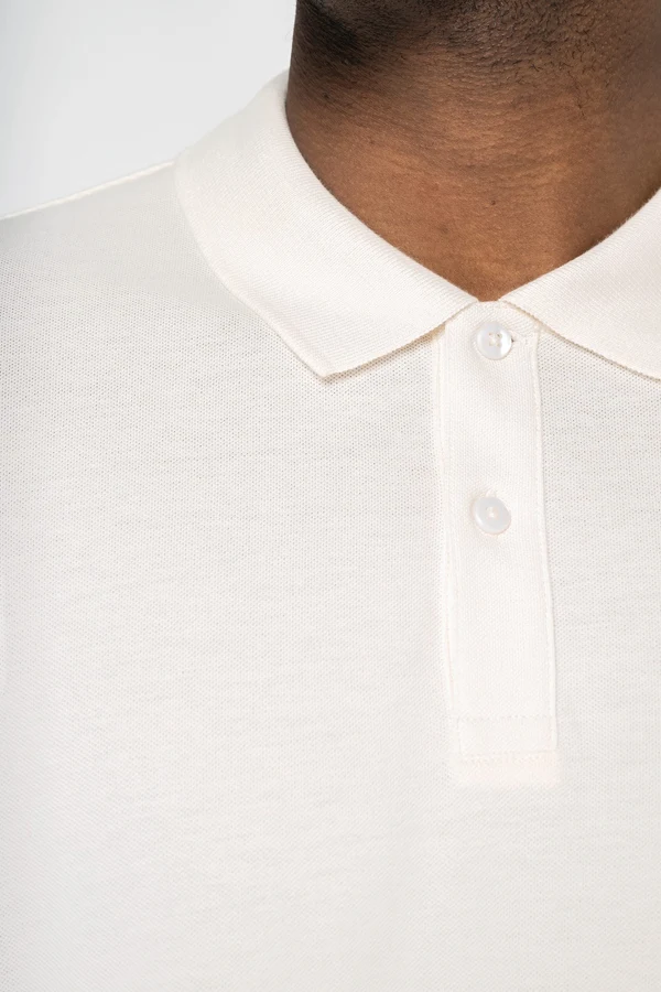 Eco-friendly men's dropped shoulders piqué knit polo shirt