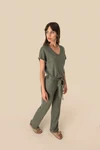 Overall aus Leinenstrickstoff mit kurzen Ärmeln für Damen