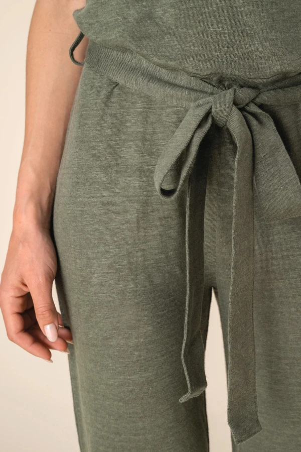 Overall aus Leinenstrickstoff mit kurzen Ärmeln für Damen