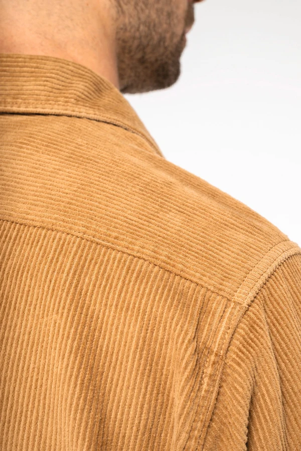 Eco-friendly men's washed effect corduroy overshirt