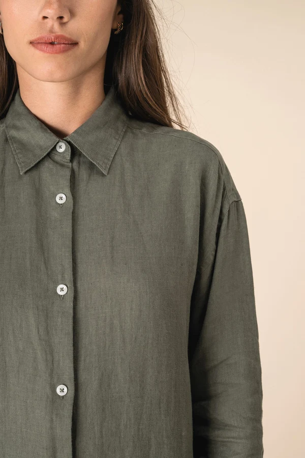 Hemdblusenkleid aus Leinen für Damen