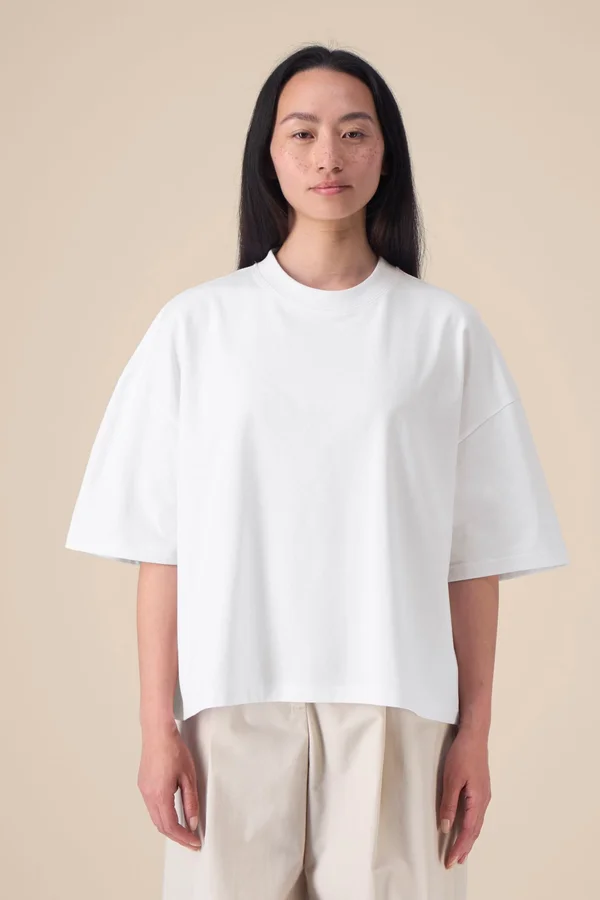 Das Unisex-T-Shirt Boxy aus recycelter Baumwolle