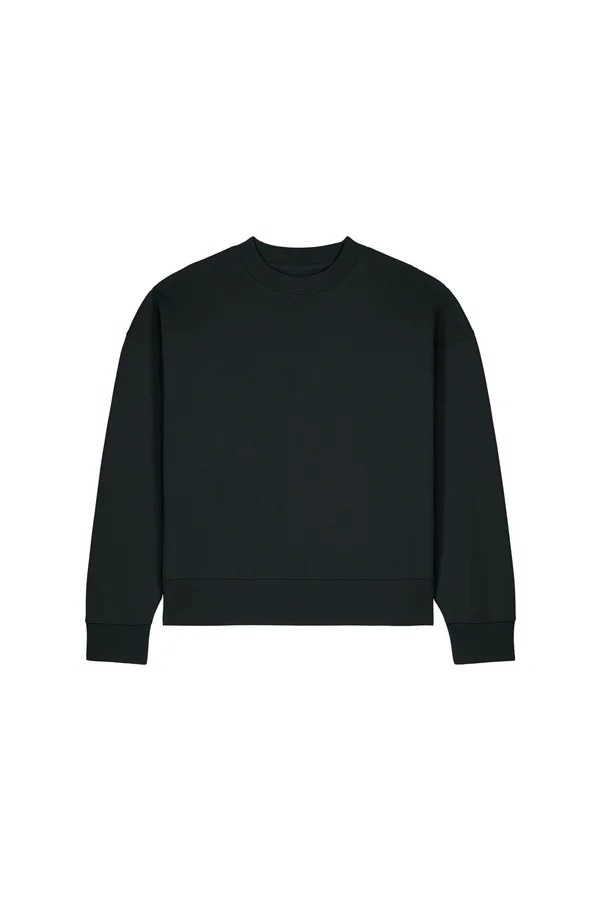 Das Boxy Rundhals-Unisex-Sweatshirt aus recycelter Baumwolle