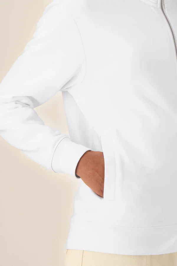 Das Unisex-Sweatshirt mit Reißverschluss und Stehkragen