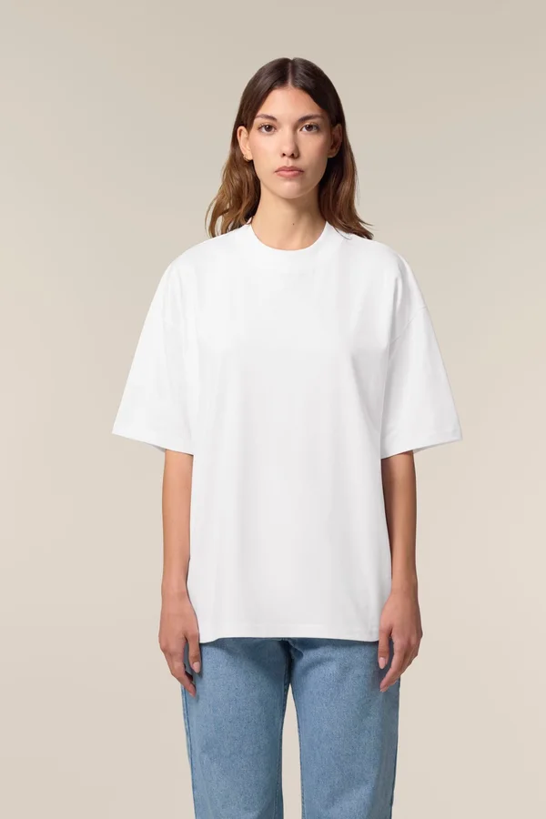 Das Oversized Unisex-T-Shirt mit Stehkragen