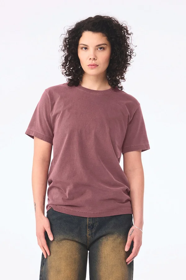 Unisex-T-Shirt aus dickem, verwaschenem Stoff