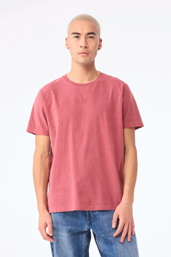 Unisex-T-Shirt aus dickem, verwaschenem Stoff