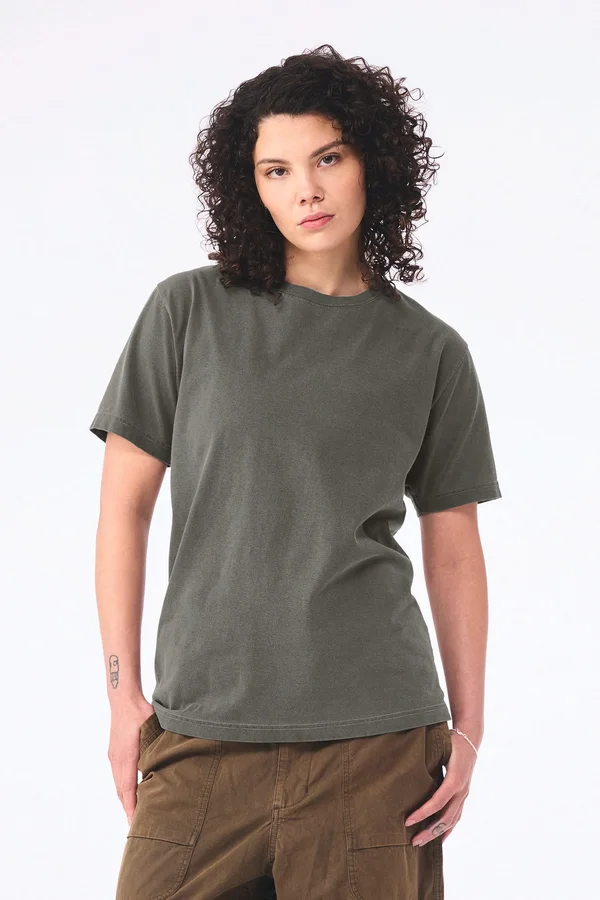 Unisex-T-Shirt aus dickem, verwaschenem Stoff