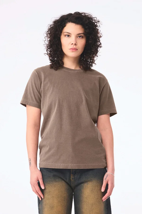 Unisex-T-Shirt aus dickem, verwaschenem Stoff