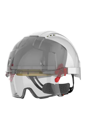Sicherheitshelm EVO® VISTAlens™ Mikrovisier, belüftet, mit integrierter Überbrille, beschlagfrei, kratzfest KN White