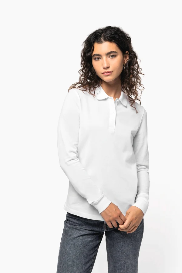 Damen Piqué-Polohemd lange Ärmel Bio180
