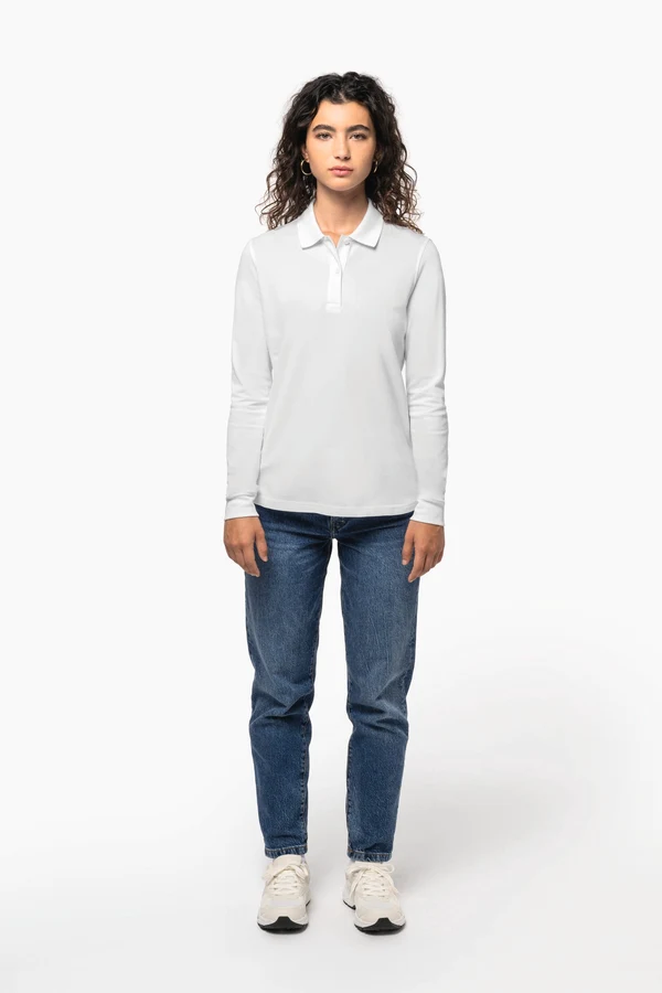 Damen Piqué-Polohemd lange Ärmel Bio180