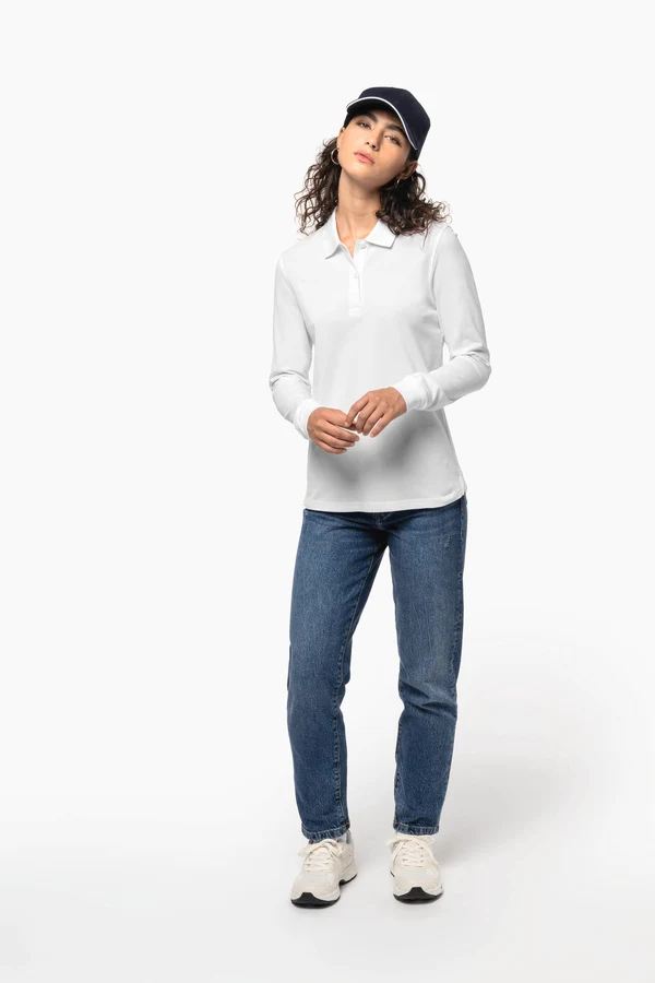 Damen Piqué-Polohemd lange Ärmel Bio180