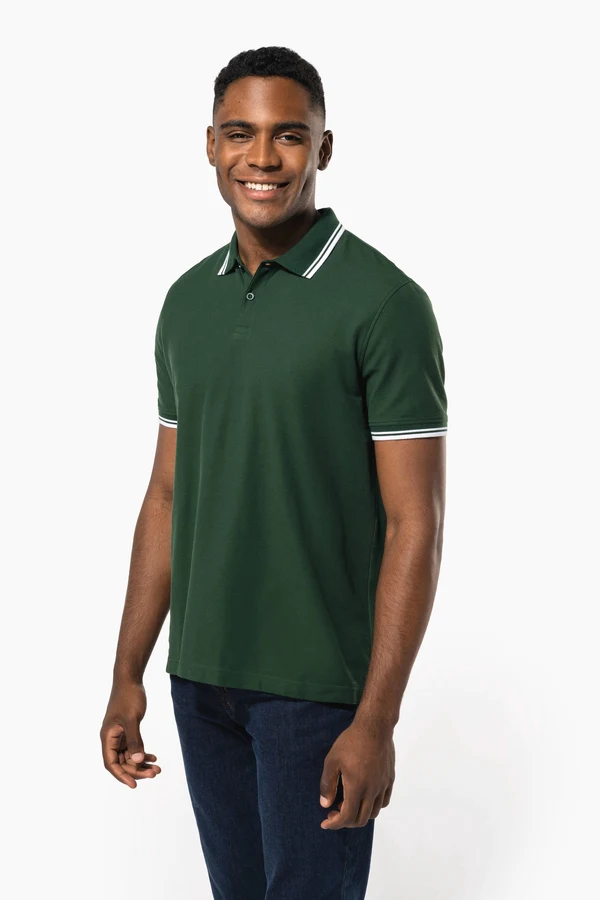 Herren Poloshirt mit kurzen Ärmeln und kontrastfarbenen Paspeln
