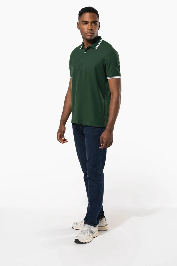 Herren Poloshirt mit kurzen Ärmeln und kontrastfarbenen Paspeln