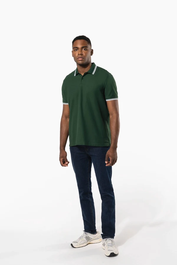 Herren Poloshirt mit kurzen Ärmeln und kontrastfarbenen Paspeln