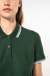 Damen Poloshirt mit kurzen Ärmeln und kontrastfarbenen Paspeln