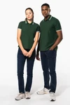 Damen Poloshirt mit kurzen Ärmeln und kontrastfarbenen Paspeln