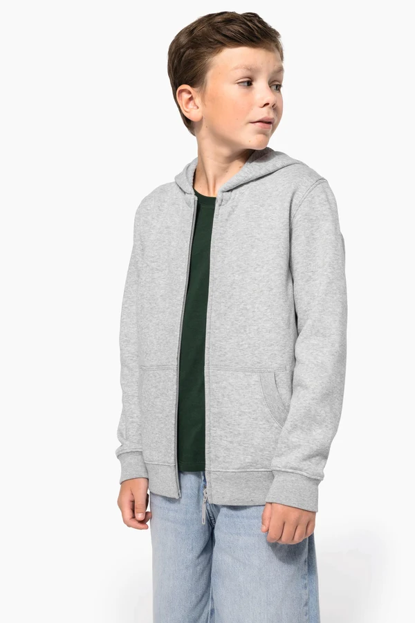 Recyceltes Kinder-Kapuzensweatshirt mit Reißverschluss