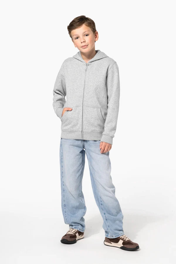 Recyceltes Kinder-Kapuzensweatshirt mit Reißverschluss
