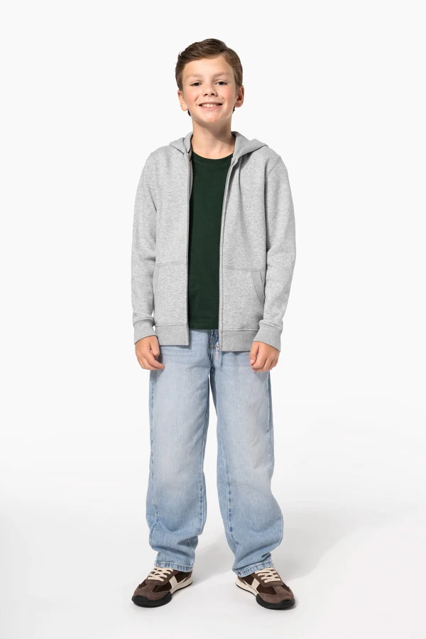 Recyceltes Kinder-Kapuzensweatshirt mit Reißverschluss