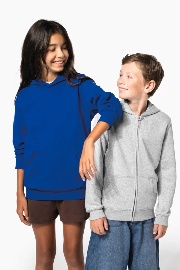 Recyceltes Kinder-Kapuzensweatshirt mit Reißverschluss