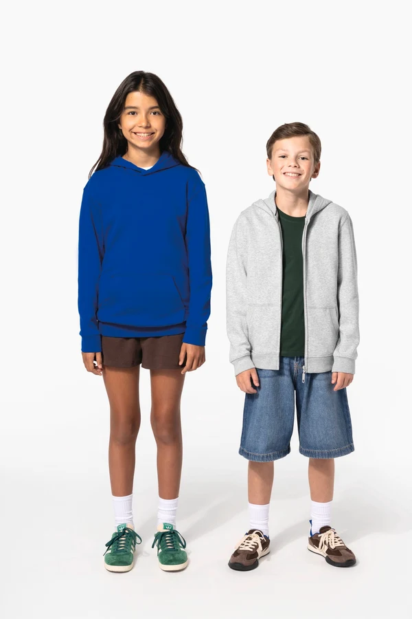 Recyceltes Kinder-Kapuzensweatshirt mit Reißverschluss