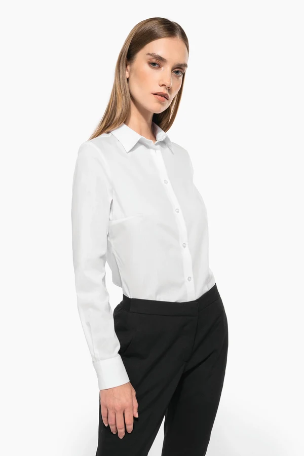 Popeline-Hemd Baumwollpolyester pflegeleicht für Damen