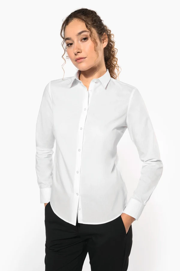Popeline-Hemd Baumwollpolyester pflegeleicht für Damen
