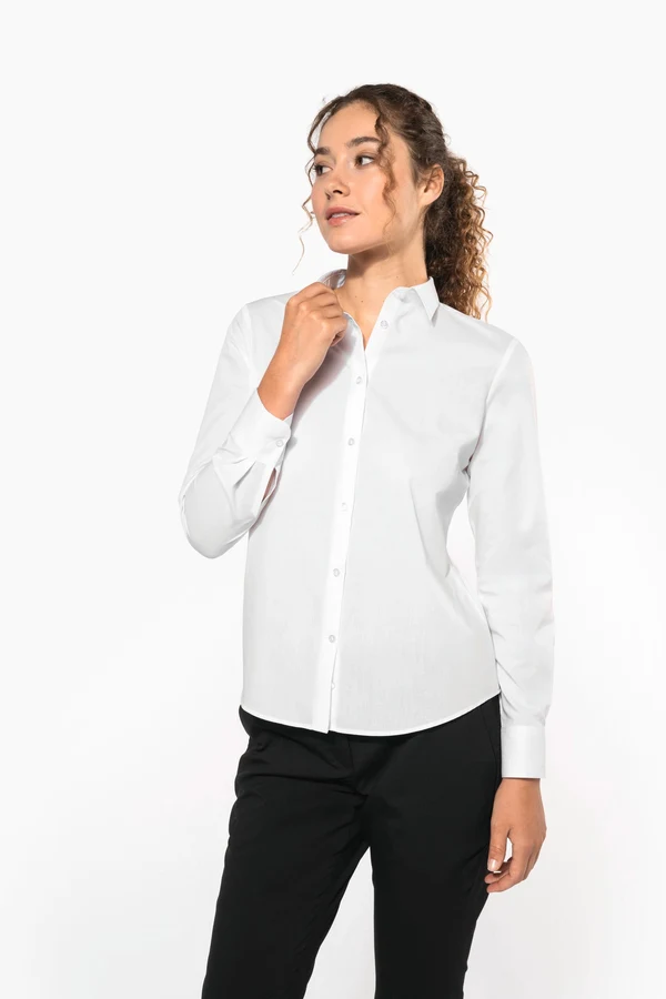 Popeline-Hemd Baumwollpolyester pflegeleicht für Damen