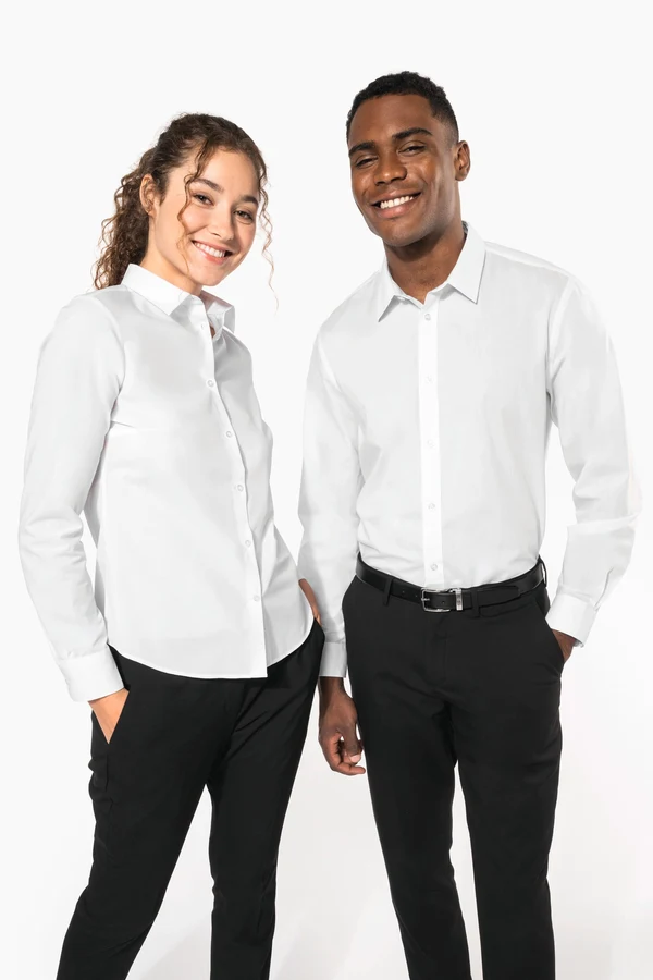 Popeline-Hemd Baumwollpolyester pflegeleicht für Damen