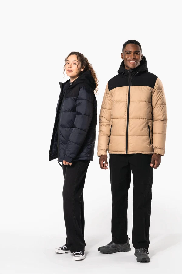 Unisex Steppparka mit Kapuze in zwei Farbtönen