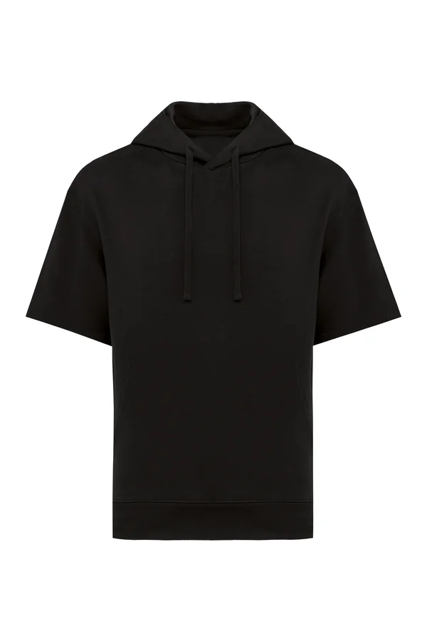 Umweltfreundliches Unisex Kapuzen-Sweatshirt mit überschnittener Schulterpartie aus French Terry Black