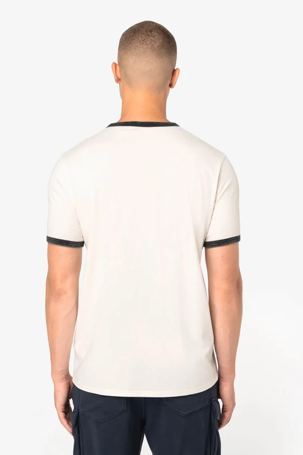 Umweltfreundliches Ringer-T-Shirt mit kontrastierenden Kanten und verwaschenem Effekt für Herren