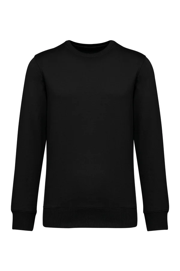 Umweltfreundliches Unisex Sweatshirt mit Rundhalsausschnitt und hängenden Schultern aus French Terry Black