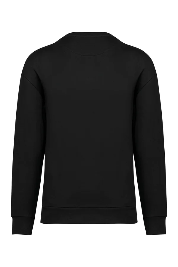 Umweltfreundliches Unisex Sweatshirt mit Rundhalsausschnitt und hängenden Schultern aus gebürstetem Molton Black