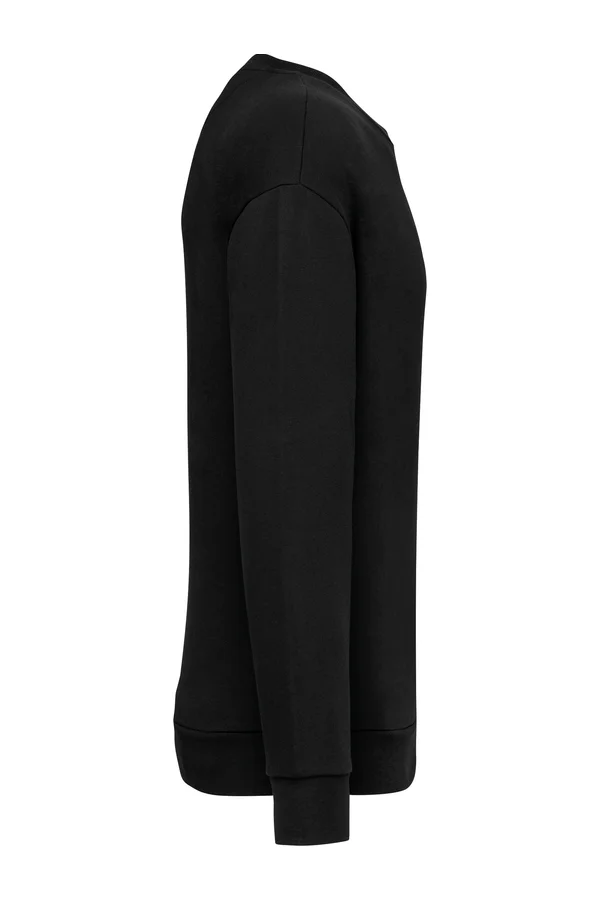 Umweltfreundliches Unisex Sweatshirt mit Rundhalsausschnitt und hängenden Schultern aus gebürstetem Molton Black