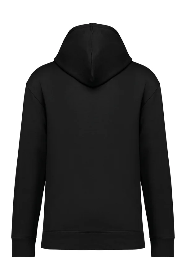 Umweltfreundliches Unisex Kapuzen-Sweatshirt mit hängenden Schultern aus gebürstetem Molton Black