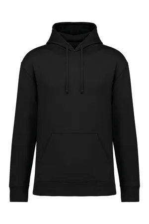 Umweltfreundliches Unisex Kapuzen-Sweatshirt mit hängenden Schultern aus gebürstetem Molton Black
