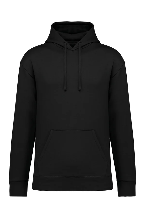 Umweltfreundliches Unisex Kapuzen-Sweatshirt mit hängenden Schultern aus gebürstetem Molton Black