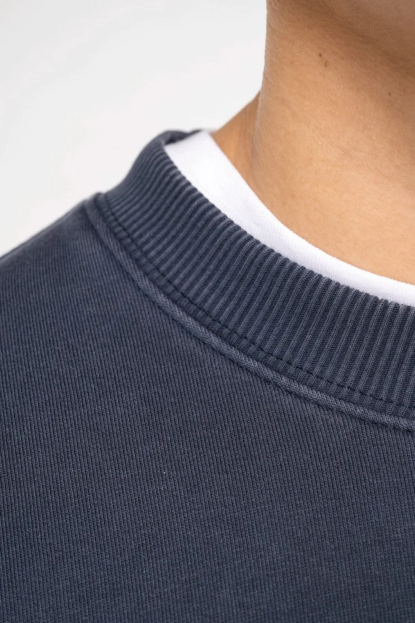 Ausgewaschenes umweltfreundliches Oversize Unisex-Sweatshirt mit Rundhalsausschnitt