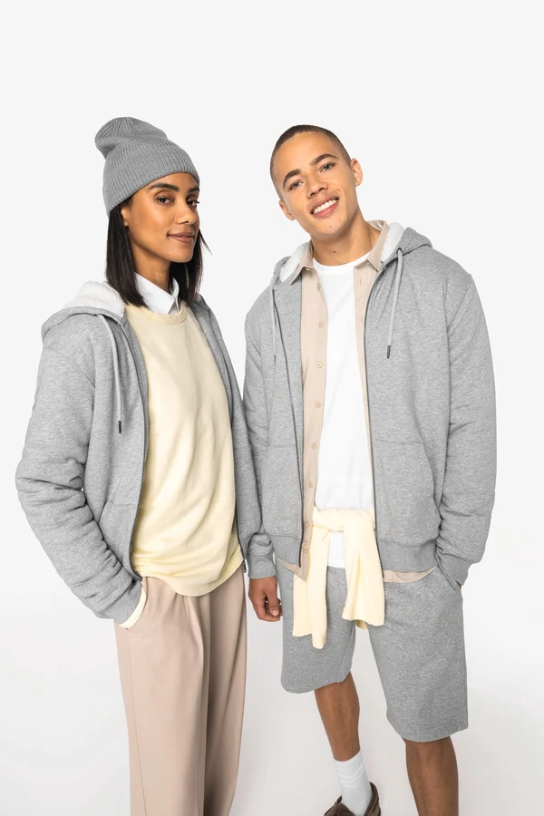 Umweltfreundliches Unisex-Sweatshirt mit Reißverschluss und Sherpa-Futter