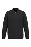 Umweltfreundliches Unisex-Sweatshirt mit Reißverschluss, Polokragen und überschnittenen Schultern Black