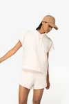 Umweltfreundliches Damen-Sweatshirt mit Kapuze, ärmellos und weit aus French Terry