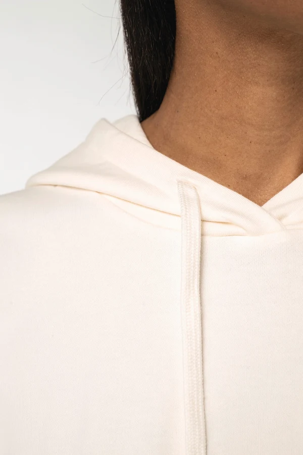 Umweltfreundliches Damen-Sweatshirt mit Kapuze, ärmellos und weit aus French Terry