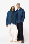 Umweltfreundliche Unisex-Jeansjacke mit überschnittenen Schultern