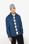 Umweltfreundliche Unisex-Jeansjacke mit überschnittenen Schultern