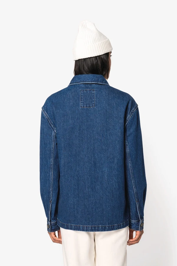 Umweltfreundliche Unisex-Jeansjacke mit überschnittenen Schultern