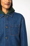 Umweltfreundliche Unisex-Jeansjacke mit überschnittenen Schultern